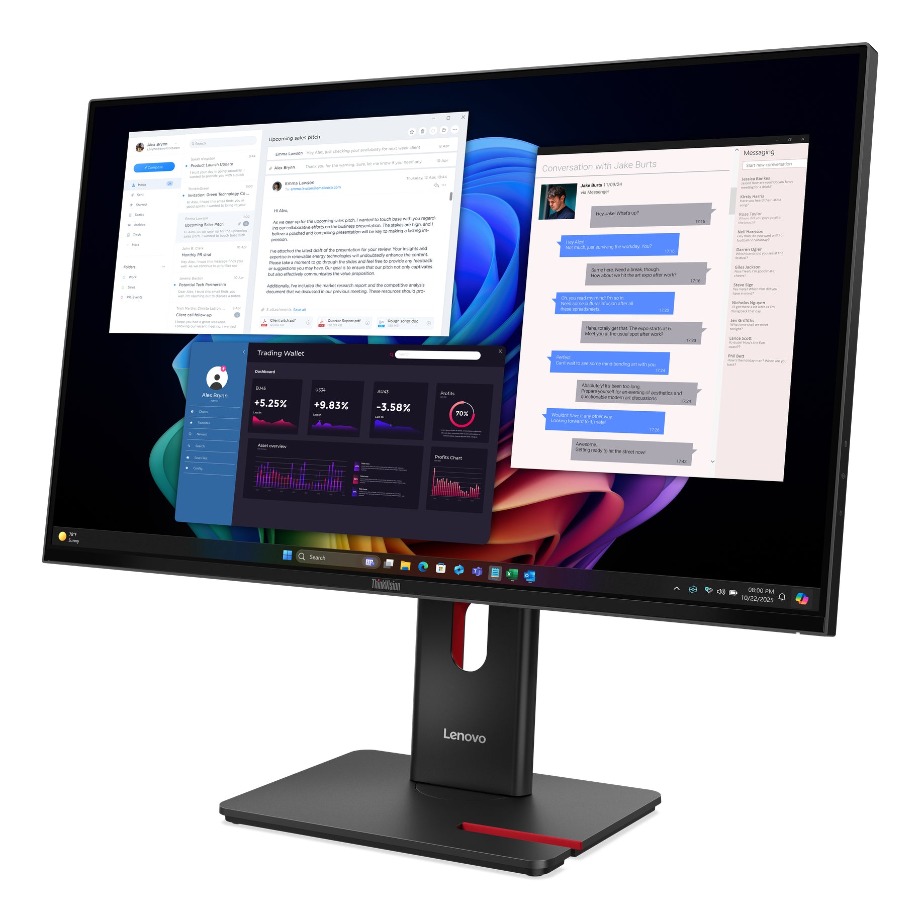 Lenovo ThinkVision T27UD-40 TS – 27", 3840 × 2160 (4K), IPS, USB-C 100 W, LAN