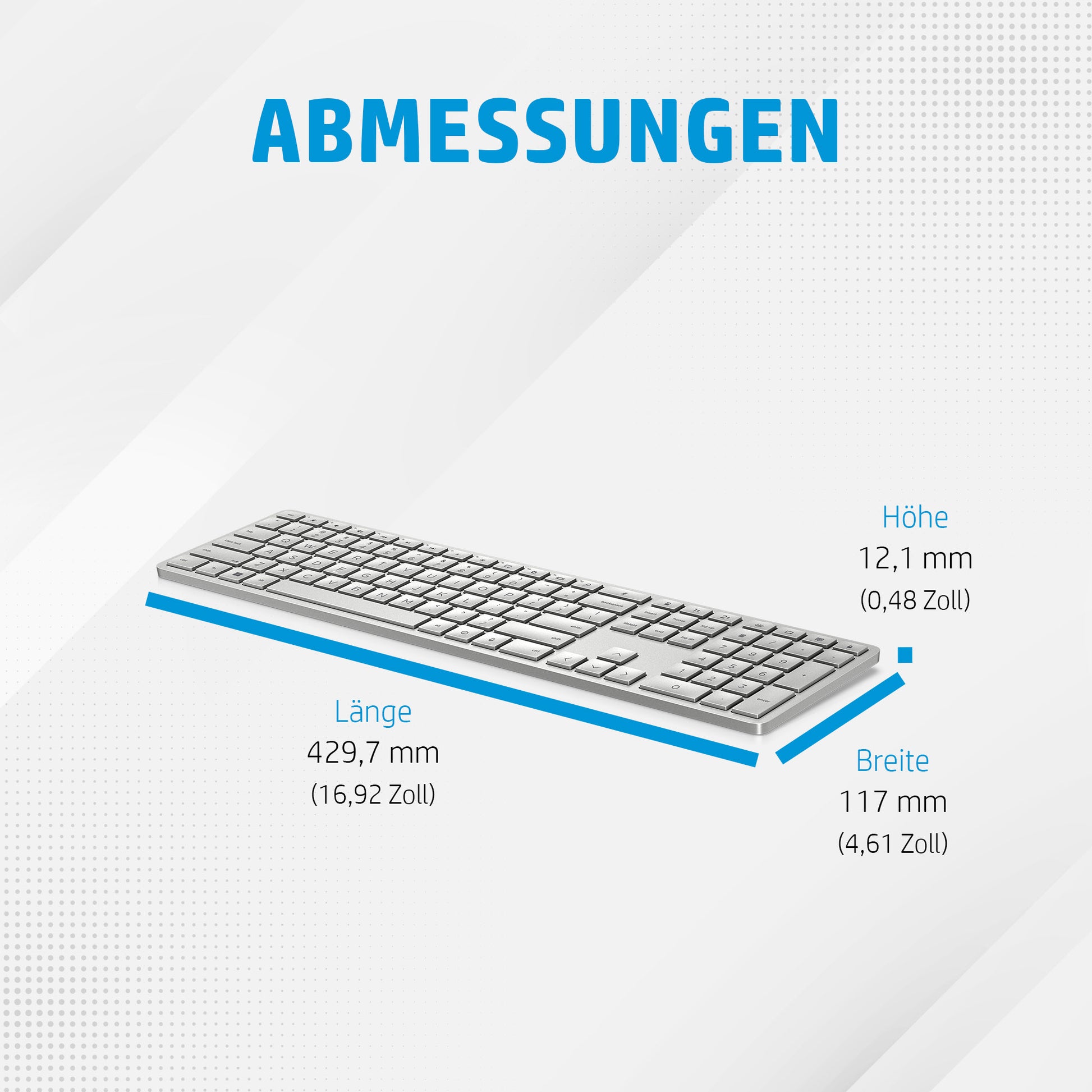 HP 970 – Tastatur – Programmierbar, Bluetooth, USB-C-Ladeport – Silber