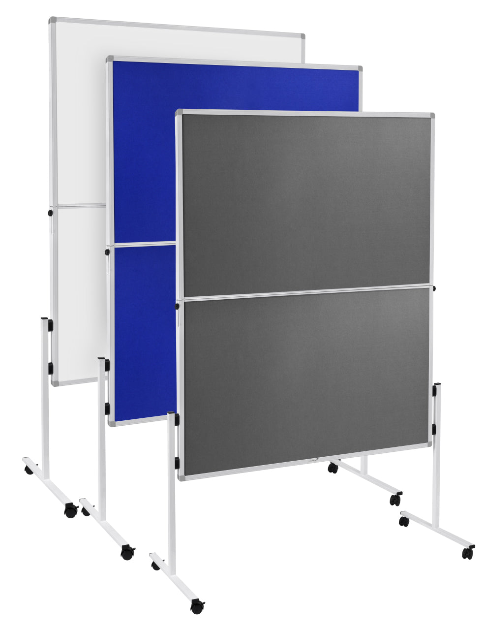 Legamaster Moderationswand – Filz, mit Rollen, doppelseitig – 120 × 150 cm – Grau, Alurahmen