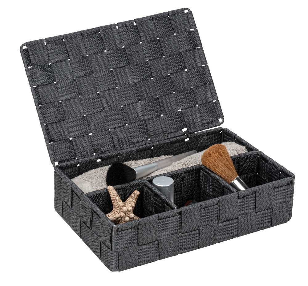 WENKO Aufbewahrungsbox Adria – Metall/Polypropylen, 26×17×7,5 cm, Dunkelgrau