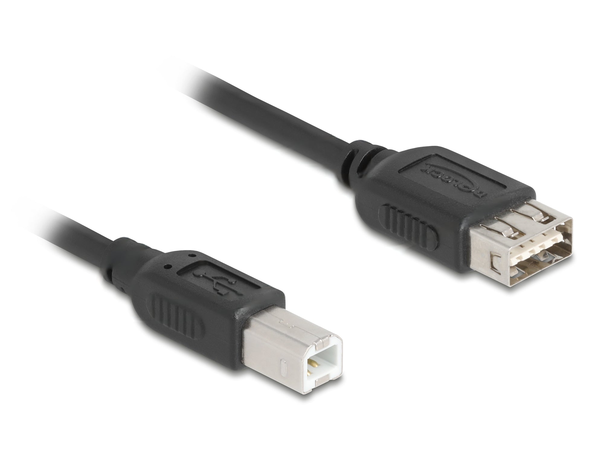DeLOCK USB-A auf USB-B Kabel – USB 2.0 (480 Mbit/s) – 2 m – USB-A beidseitig einsteckbar – Schwarz