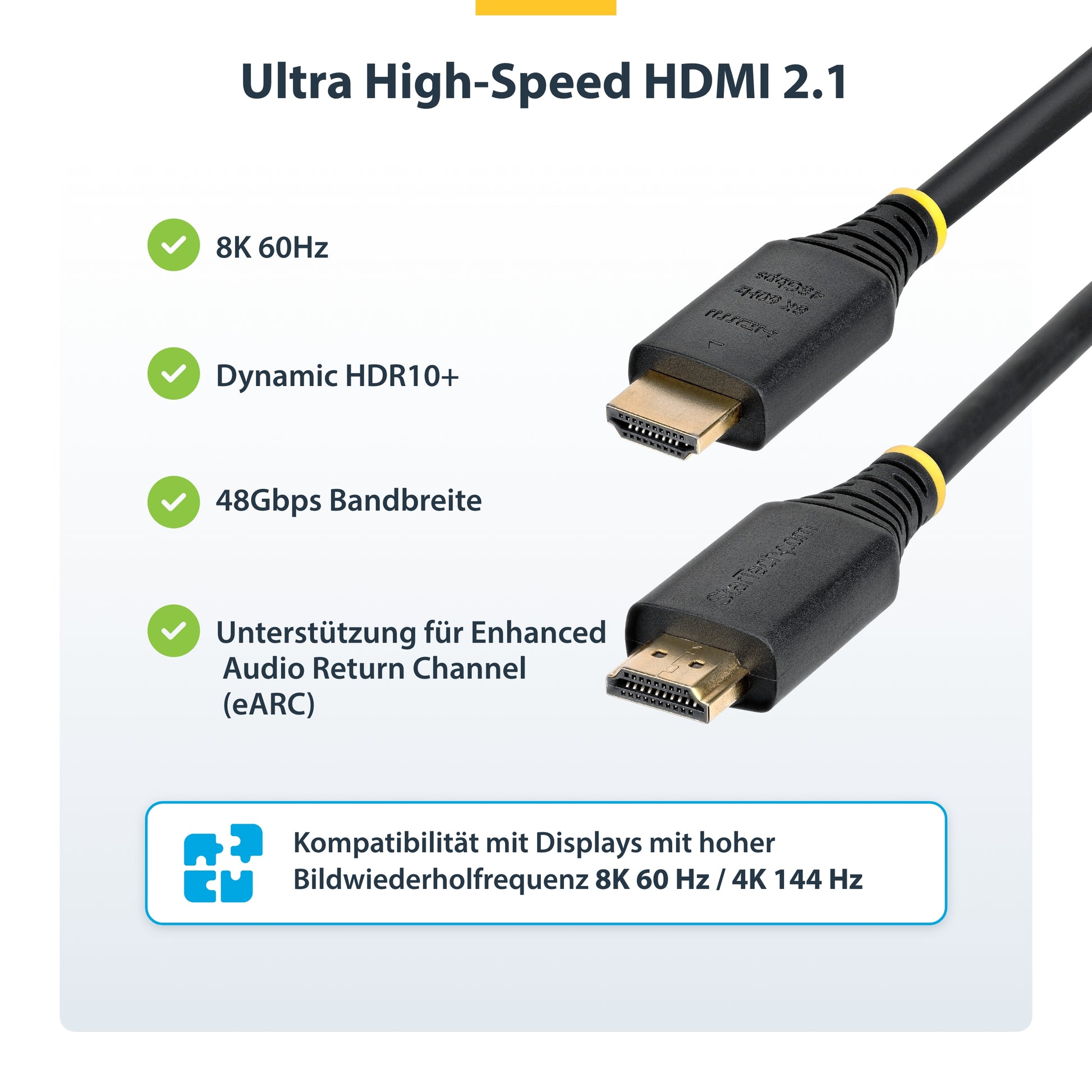 StarTech.com HDMI Kabel HDMI 2.1 8K 60 Hz – 4 m – HDR, ARC – für Fernseher, Bildschirm, Projektor