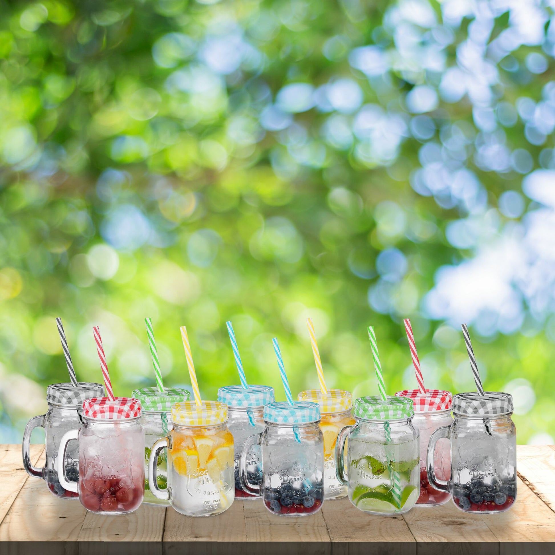 Relaxdays Trinkglas – 10er Set, 500 ml, Ø 11,0 cm, H 13,5 cm, Glas, Transparent/Grün, spülmaschinenfest