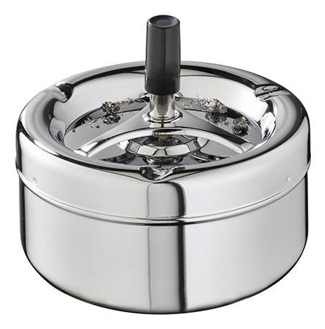APS-Germany APS Drehaschenbecher PUSH – Ø 13 × 12 cm – Stahl, silber