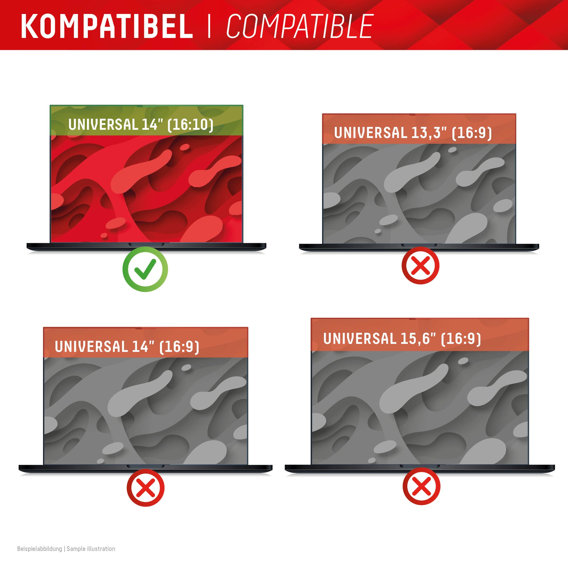 Displex Magnetischer Blickschutzfilter für Laptop 14", 16:10 – 312 × 198 mm, 2-Wege, rahmenlos
