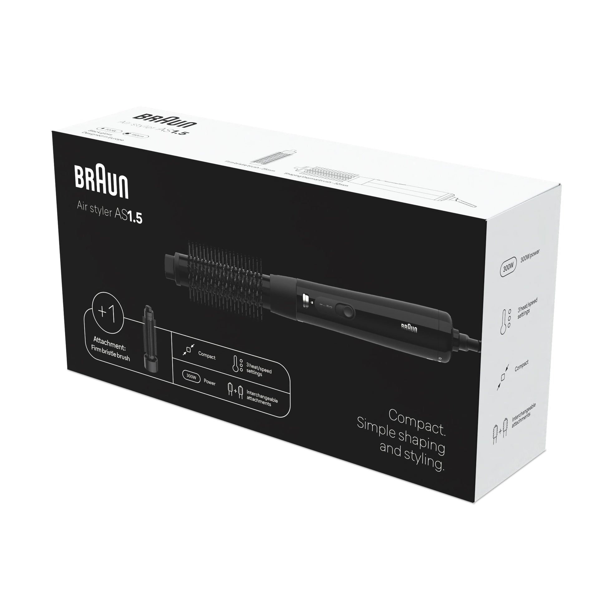 Braun Airstyler AS1.5 – 300 W, Kabellänge 1,8 m – Schwarz