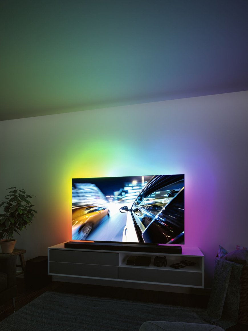 Paulmann LED-Strip – 2,4 m, 4 W, RGB, dimmbar, schwarz, USB, Fernbedienung, für 65"