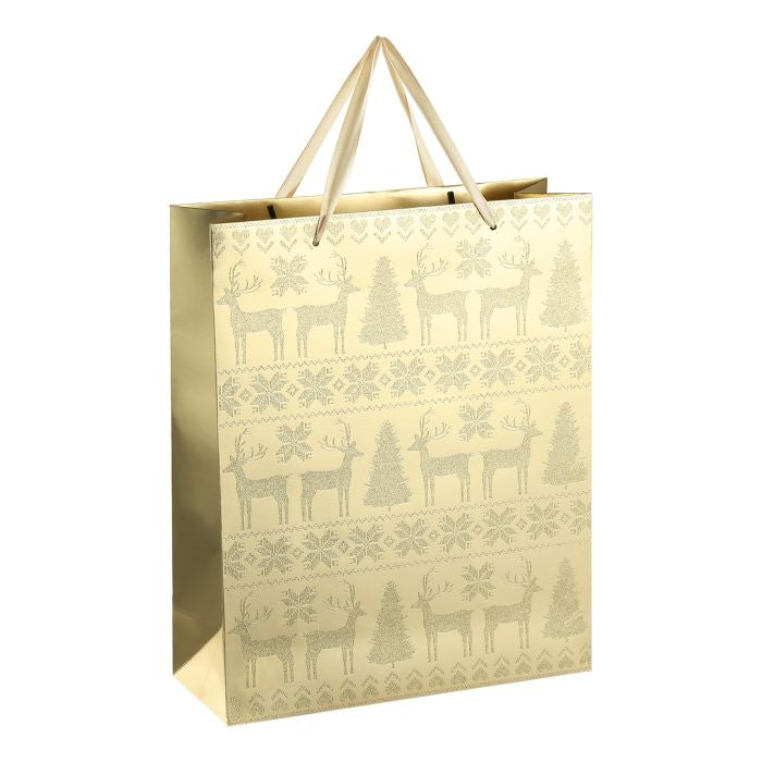 EGLO Weihnachts-Geschenktasche 'Winter Isumi' – 10 × 26 × 32 cm, Papier, Gold, Glitzernd