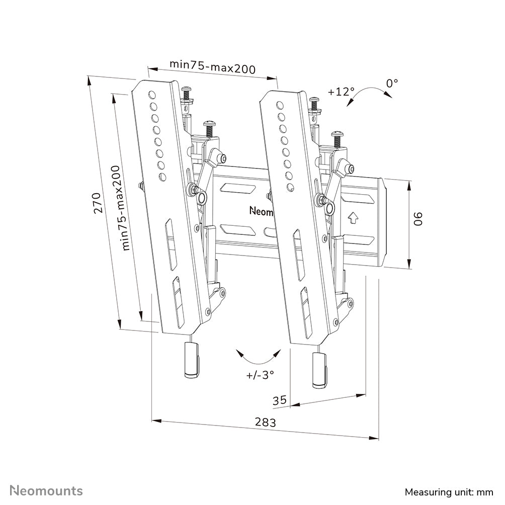 Neomounts WL35S-850BL12 – Wandhalterung, neigbar, für 24–65", VESA 75×75–200×200, bis 40 kg, schwarz