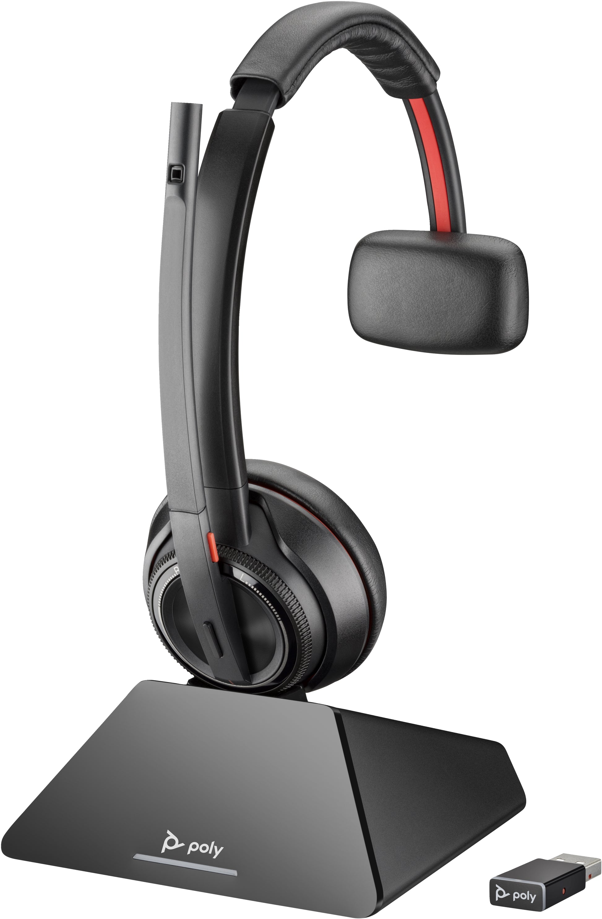 Poly Savi 8210 – Mono Headset – DECT, mit Ladestation, Boom-Mikrofon – schwarz – bis 13 h