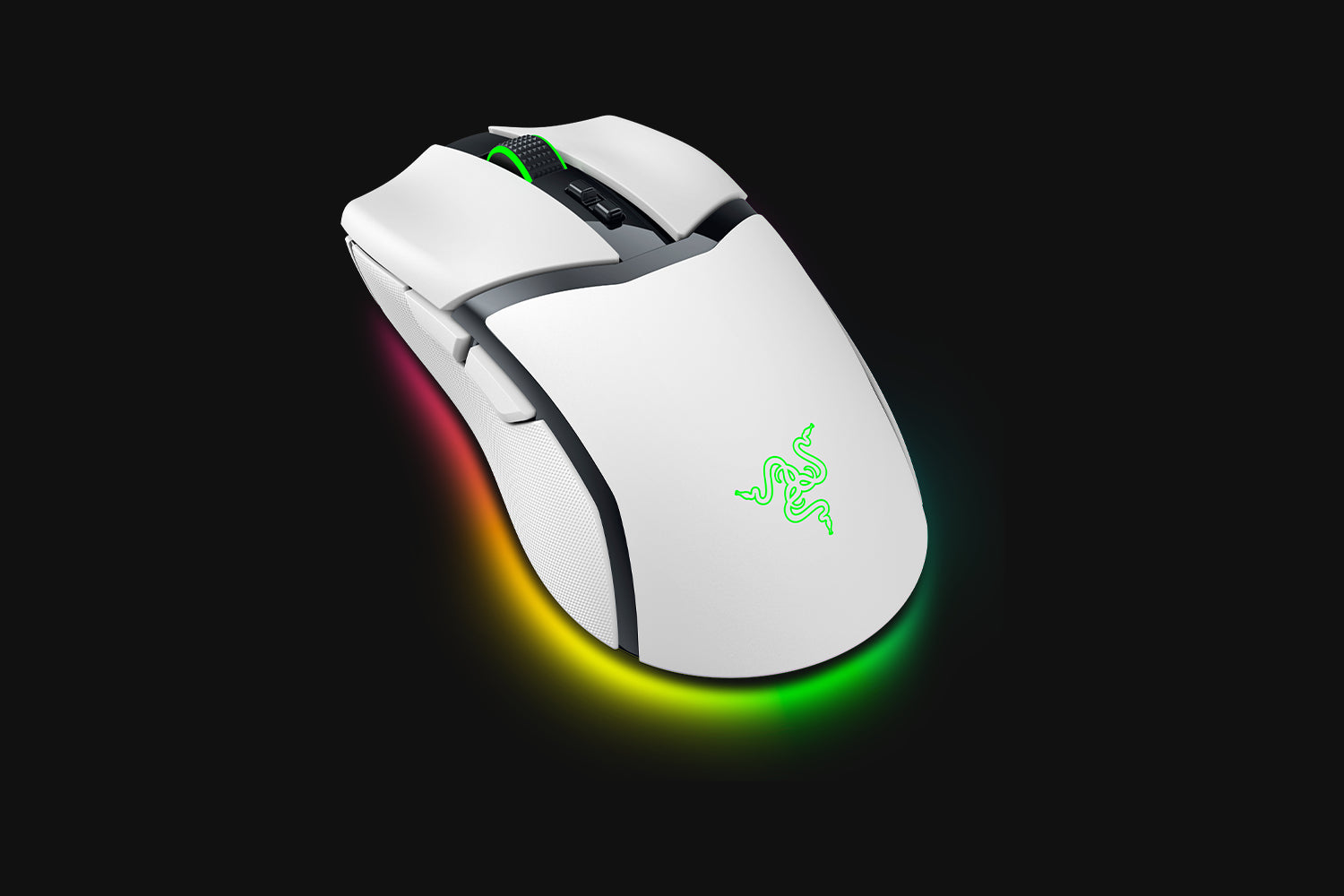 Razer Cobra Pro Gaming-Maus – kabellos, USB-C, 30'000 dpi, 8 Tasten, für Rechtshänder, RGB-Beleuchtung, weiss