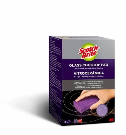 Scotch-Brite Glaskeramik-Schwamm – Schaumstoff, für Glaskeramik, Ø 8 cm, Violett, 3 Stk.