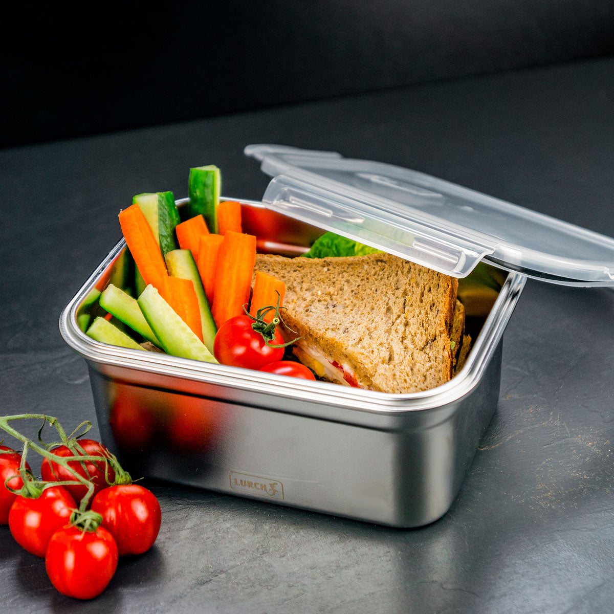 Lurch Lunchbox – 1,5 l, 19,5 × 14,5 × 6,5 cm, Edelstahl/Kunststoff, spülmaschinenfest, auslaufsicher