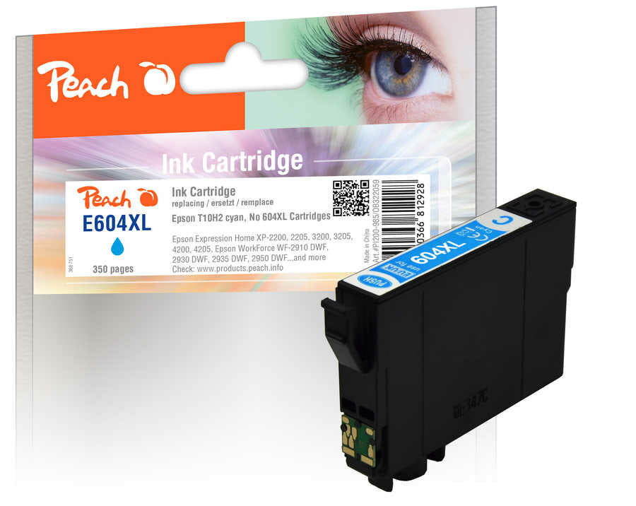Peach 604XL Cyan Tintenpatrone (Kompatibel) – 350 Seiten – für Epson XP-2200/XP-3200/XP-4200