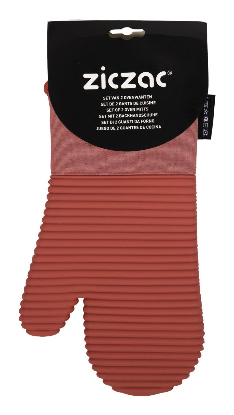 Tiseco SILO – Küchenhandschuh, 18 × 33 cm, Baumwolle/Silikon, rutschfest, Terracotta, 2er-Set
