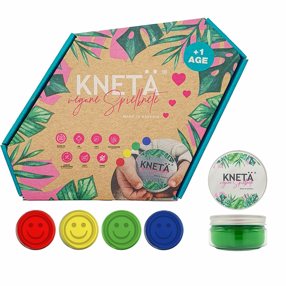 KNETÄ Knetmasse, Blau, Grün, Rot, Gelb, 125 g, 4 Stk., FSC