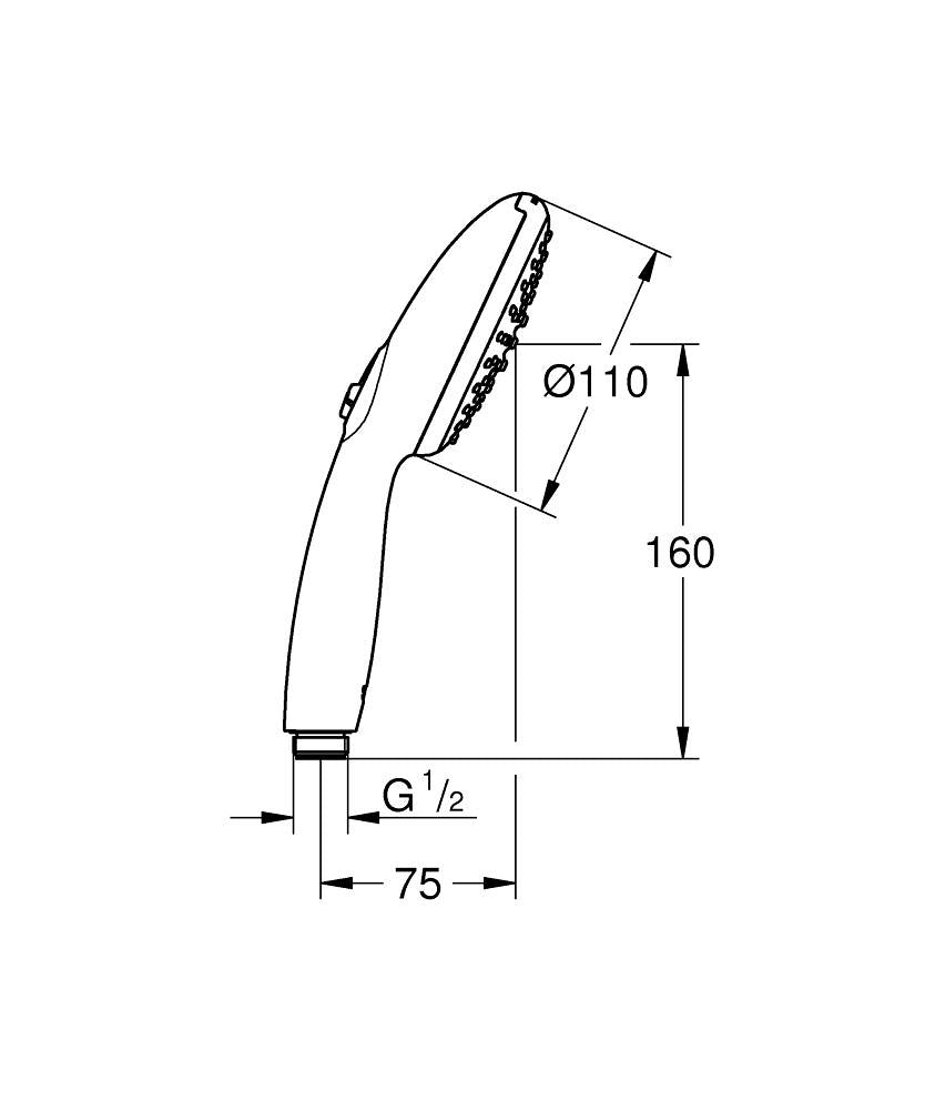 GROHE Vitalio Start 110 II Handbrause – Kunststoff, Anschluss 1/2", 2 Strahlarten, Schwarz