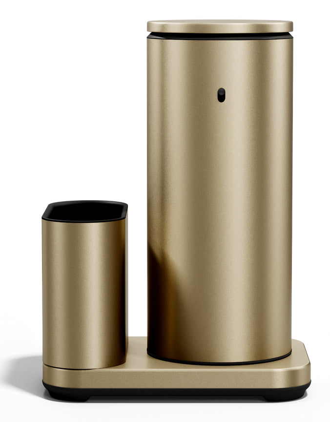 simplehuman Automatischer Seifenspender – Tisch – 414 ml, Gold matt, Edelstahl