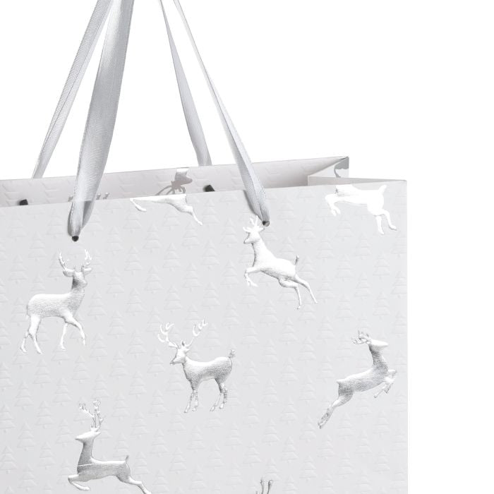 EGLO Weihnachts-Geschenktasche 'Isumi' – 10 × 26 × 32 cm, Papier, Silber, Weiss