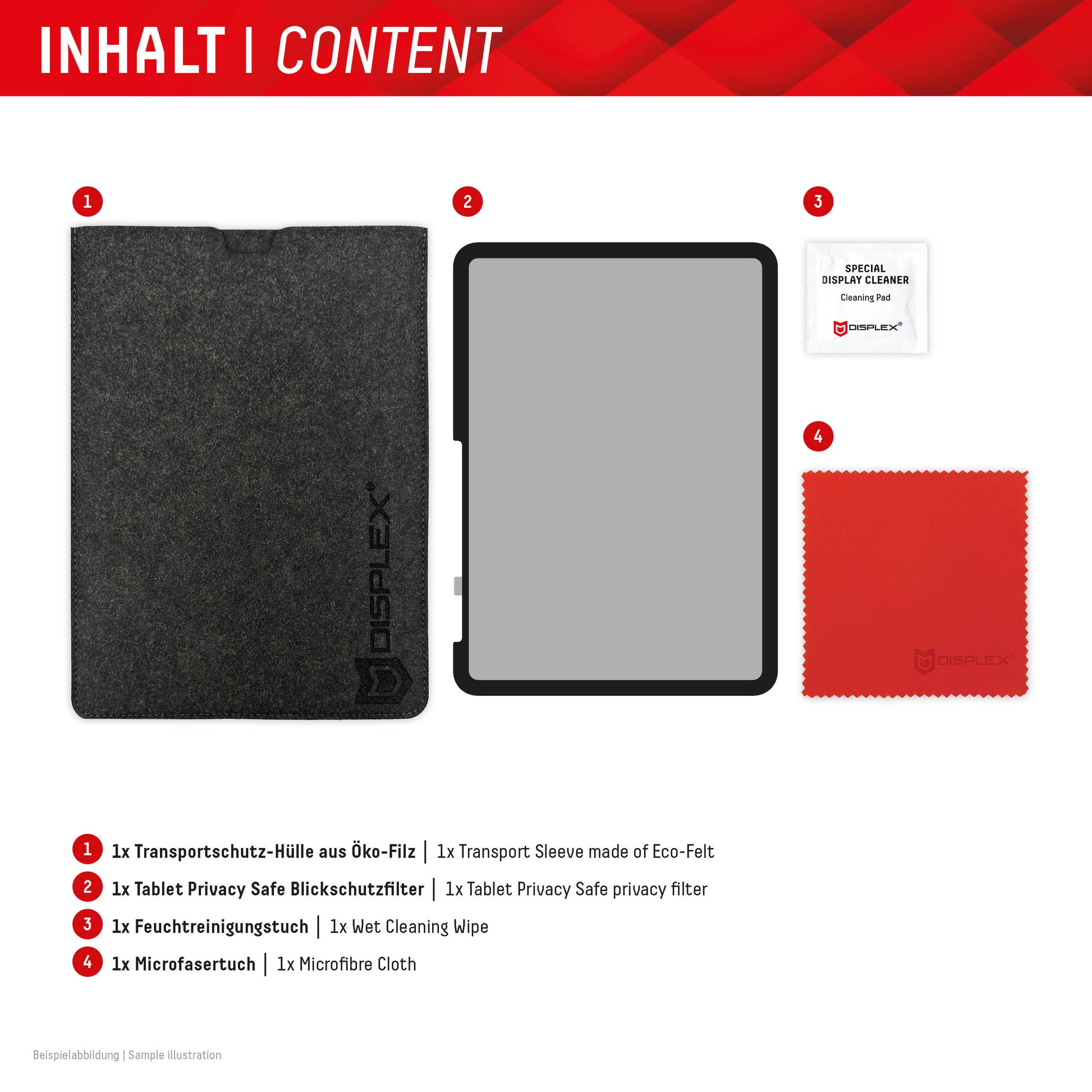 Displex Blickschutzfilter 10,9", 3H, Anti-Fingerprint – für iPad 10,9/11", iPad Air 11"