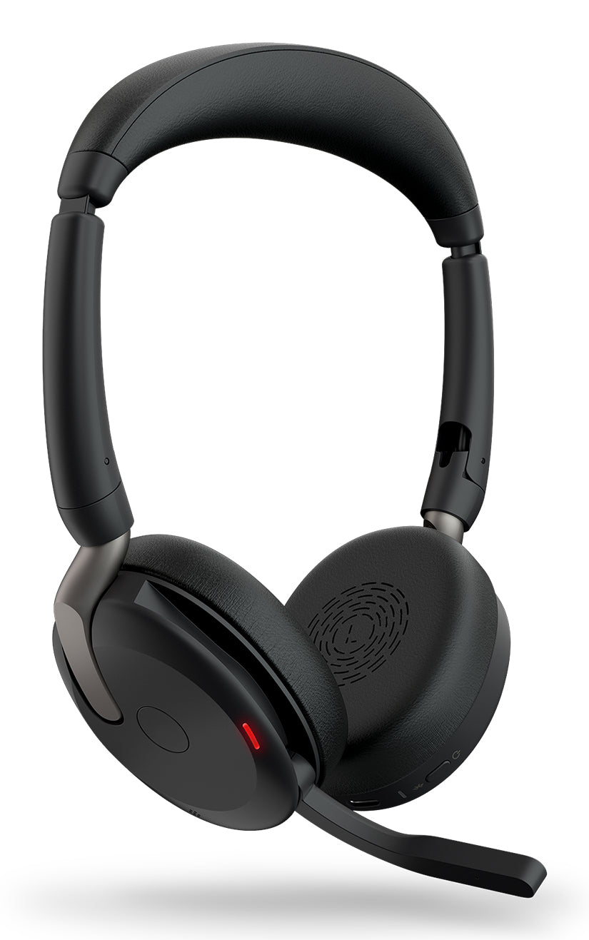 Jabra Evolve2 65 Flex Office-Headset – On-Ear, Stereo, Kabel + BT, ANC, mit USB-A-Dongle, Schwarz, BT 5.2