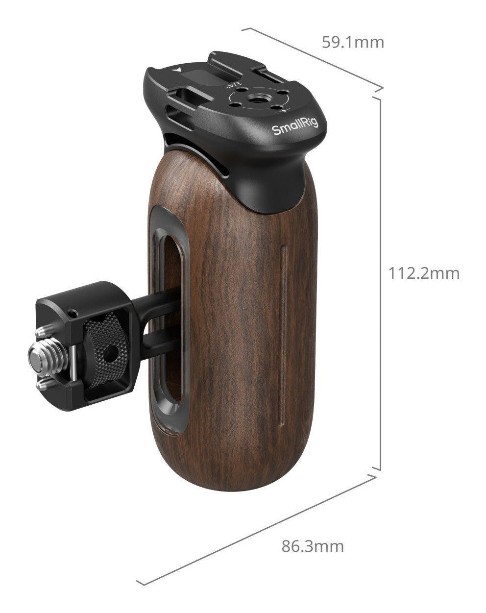 SmallRig 5238 Holzseitengriff Kameragriff – Aluminium/Holz, 1/4" & 3/8" Gewinde, bis 15 kg – Schwarz/Braun