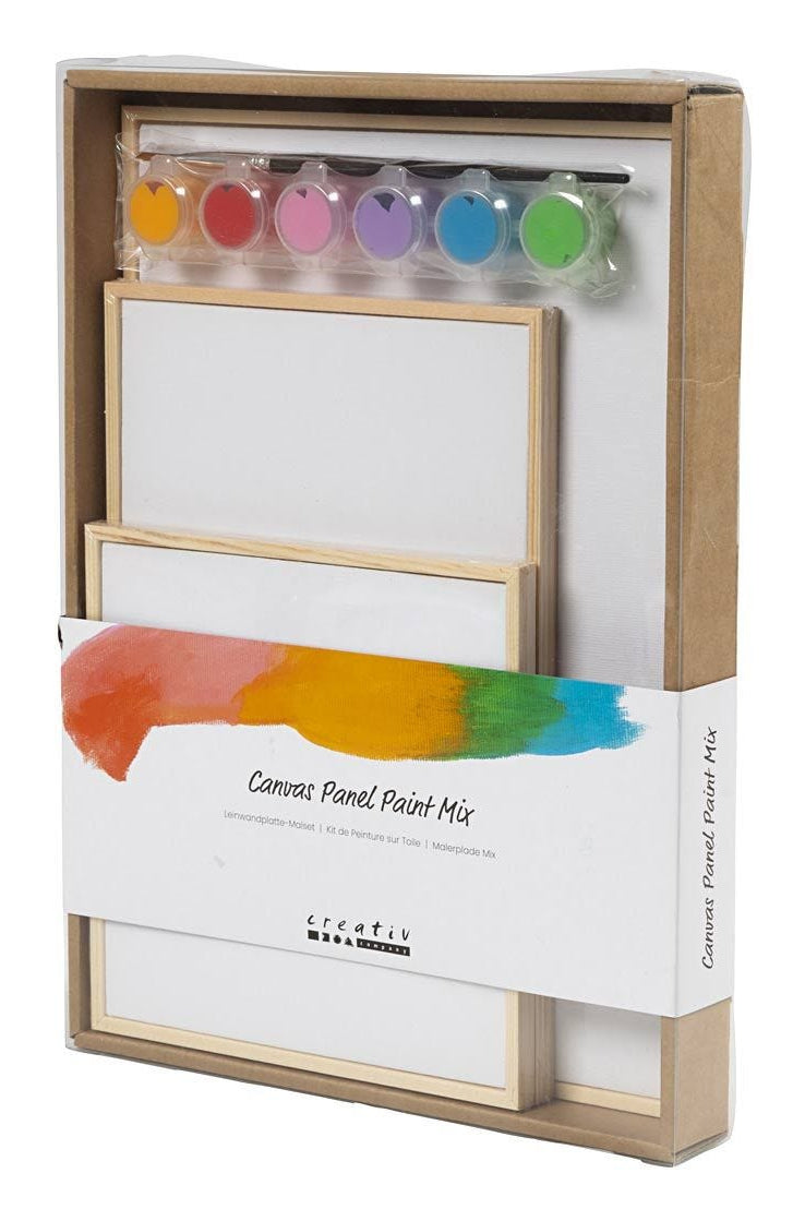 Creativ Company Bastelset – Keilrahmen-Set – A4 – 6 Farben, Pinsel enthalten – Holz, FSC