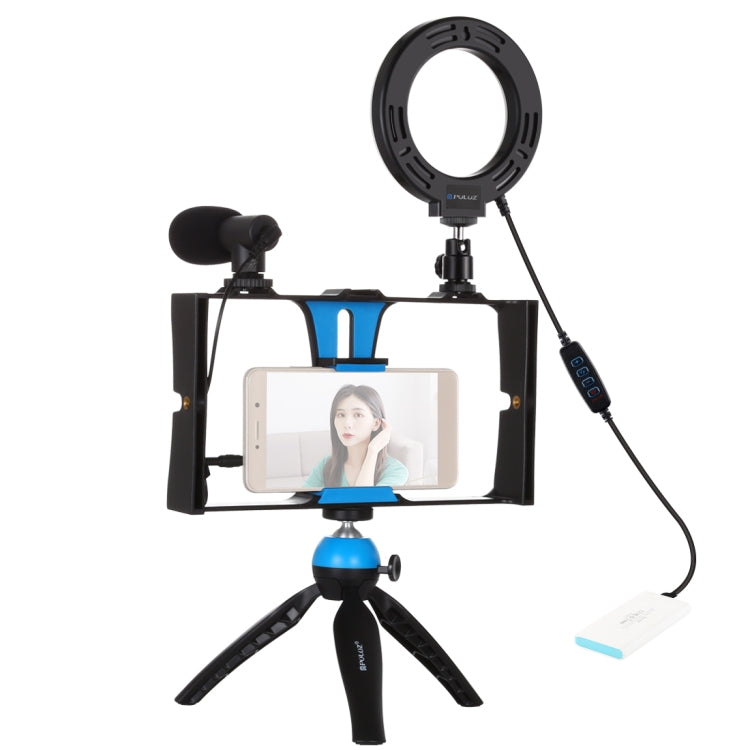 Puluz PKT3025L Vlogging-Set – Ringlicht 40 LEDs, dimmbar, 3200–6500 K – Mikrofon – für Smartphone