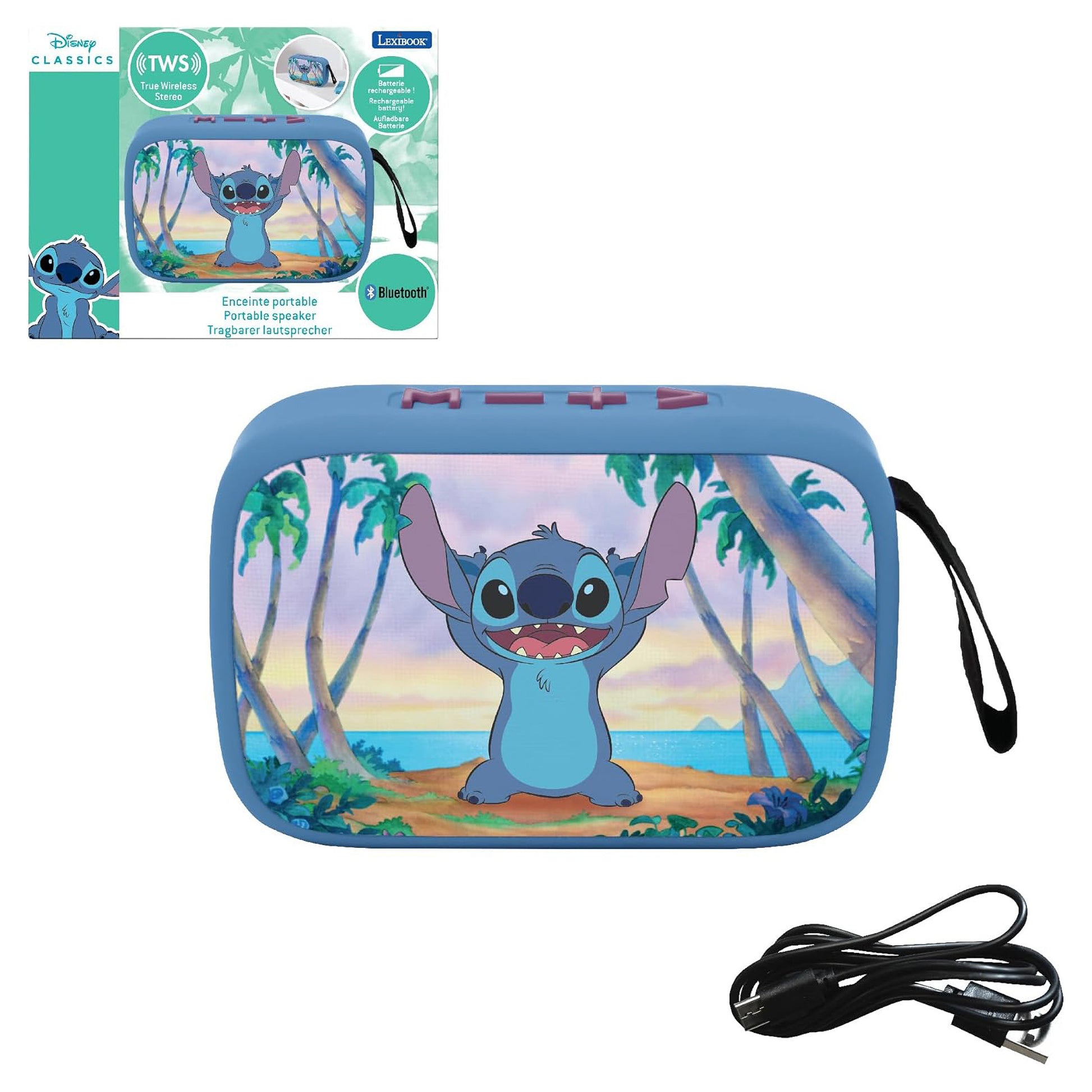 Lexibook Stitch BT018D – Bluetooth-Lautsprecher – Bluetooth 5.0, 4 h, Mehrfarbig