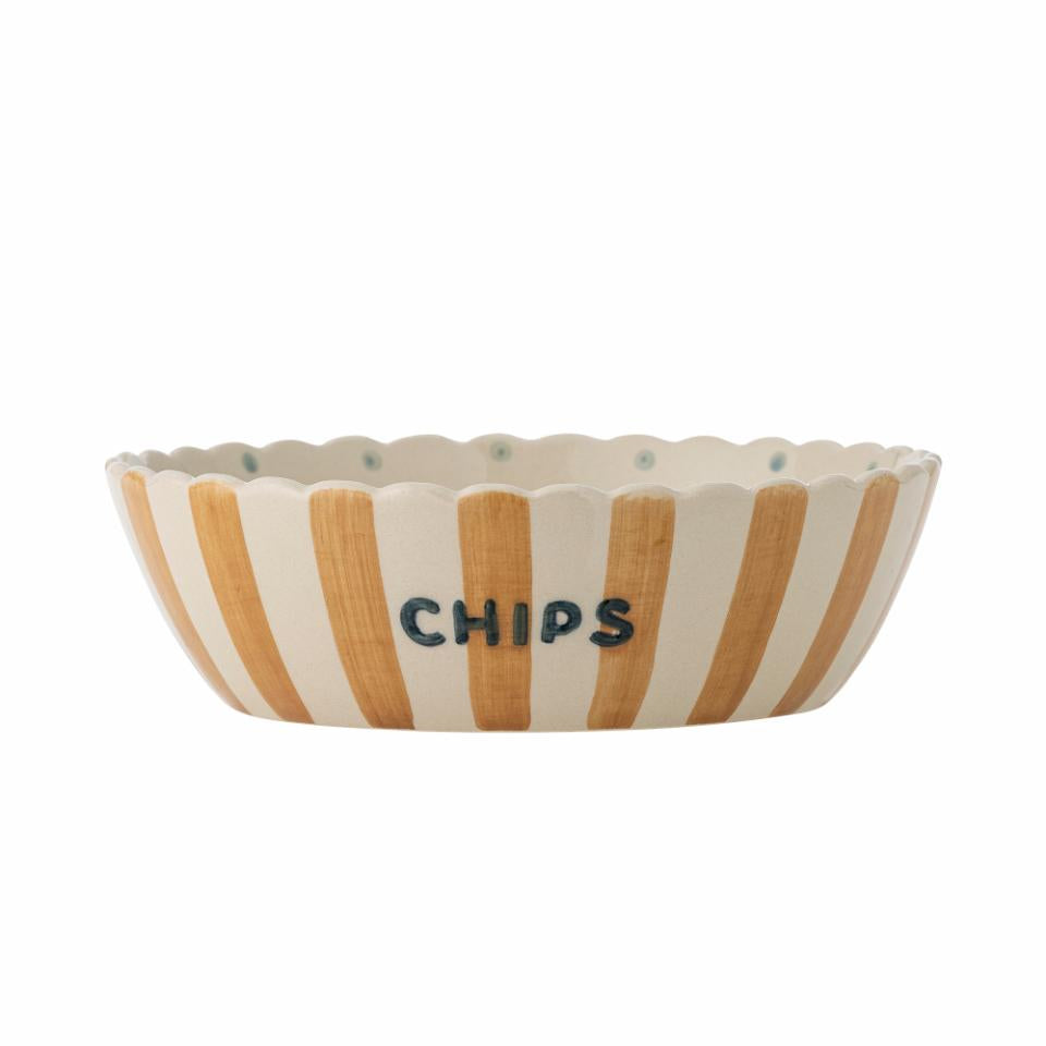 Bloomingville Snackschale Happy Changes – 2,9 l, Ø 24,0 cm, Steingut, spülmaschinenfest, mikrowellengeeignet