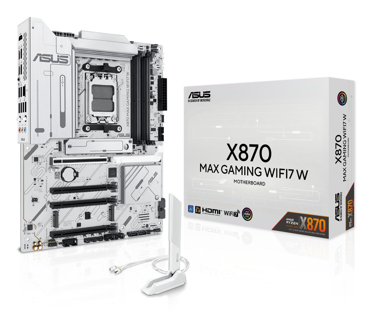 ASUS X870 Max Gaming WiFi7 W – Mainboard – AM5, AMD X870, ATX, DDR5