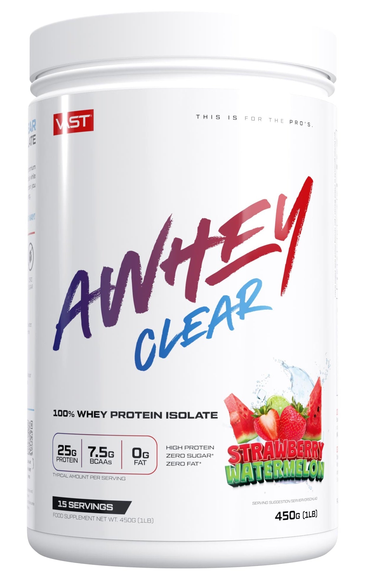 VAST Sports Whey Protein AWHEY Clear Erdbeere – glutenfrei, laktosefrei – 450 g