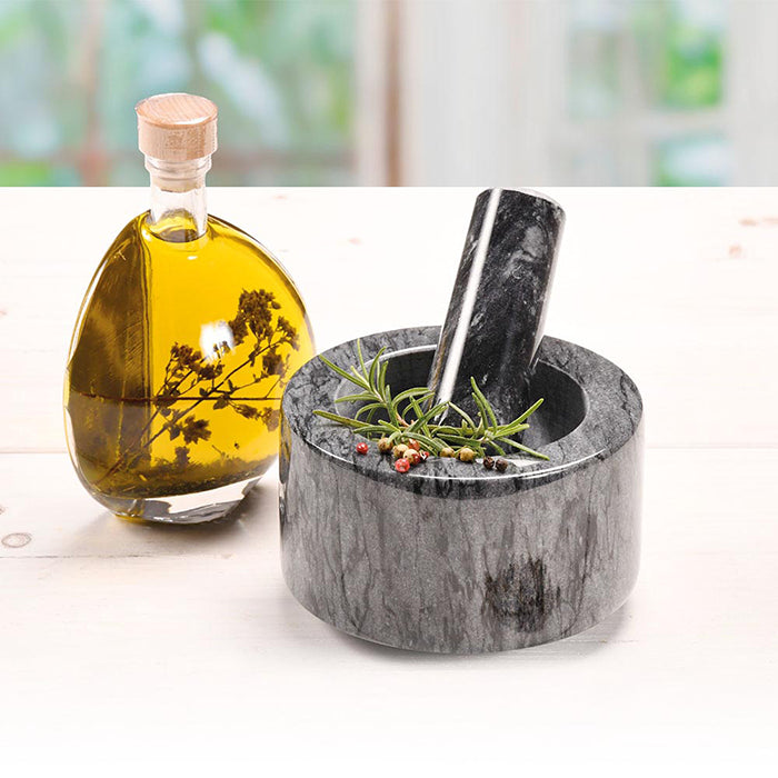 Kesper Mörser mit Stössel, Ø 13 × 0,8 cm, Marmor, Anthrazit