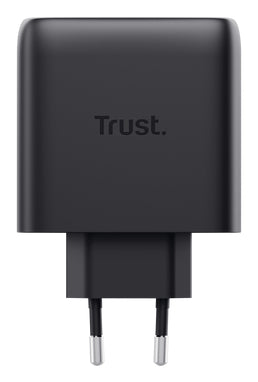 Trust Maxo USB-Ladegerät 65 W – USB-C×2 – PD 3.0, PPS, GaN – EU-Stecker (Typ C) – Schwarz