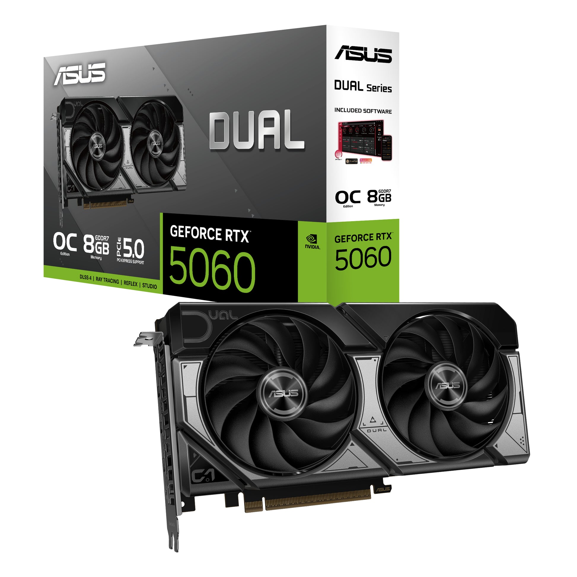 ASUS DUAL-RTX5060-O8G – PCIe Grafikkarte – 8 GB GDDR7, 3×DP, 1×HDMI, PCIe 5.0, 1×8‑pin