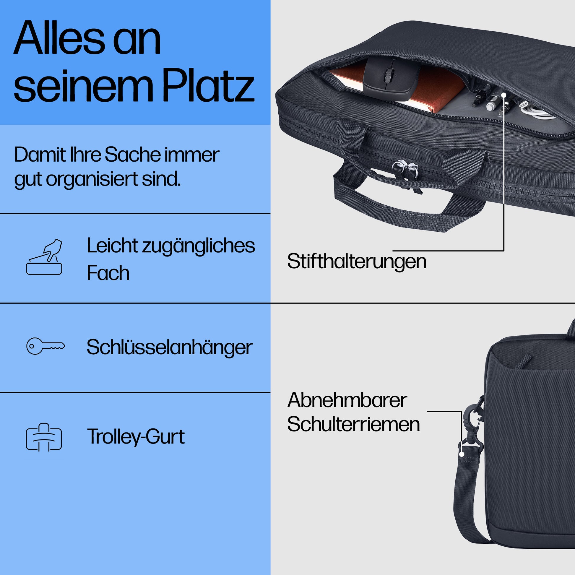 HP Aktentasche 16,1", Polyester, Odyssey Grau, 40,5 × 30,5 × 5 cm