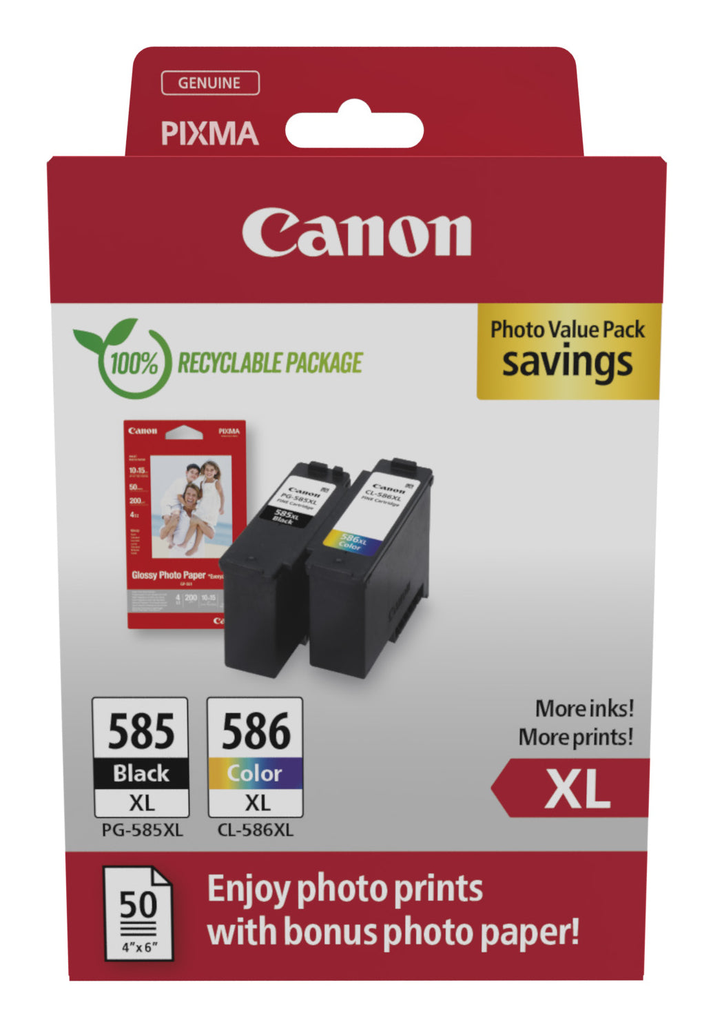 Canon PG-585XL/CL-586XL Tintenpatronen-Multipack, Schwarz/Dreifarbig (Original)
