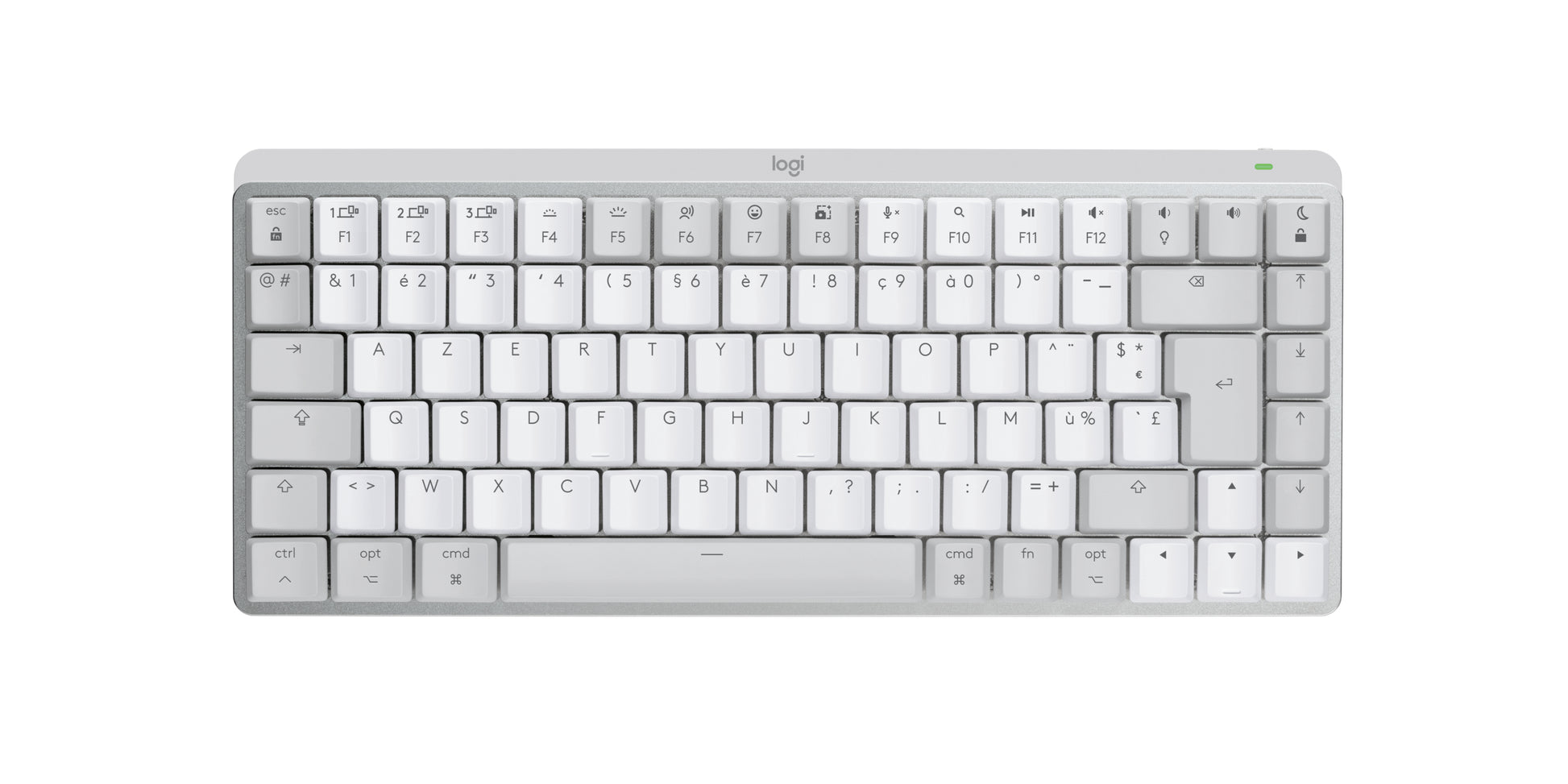 Logitech MX Mech Mini – Tastatur, kabellos, FR-Layout (FR), mechanisch, beleuchtet, Grau – für macOS