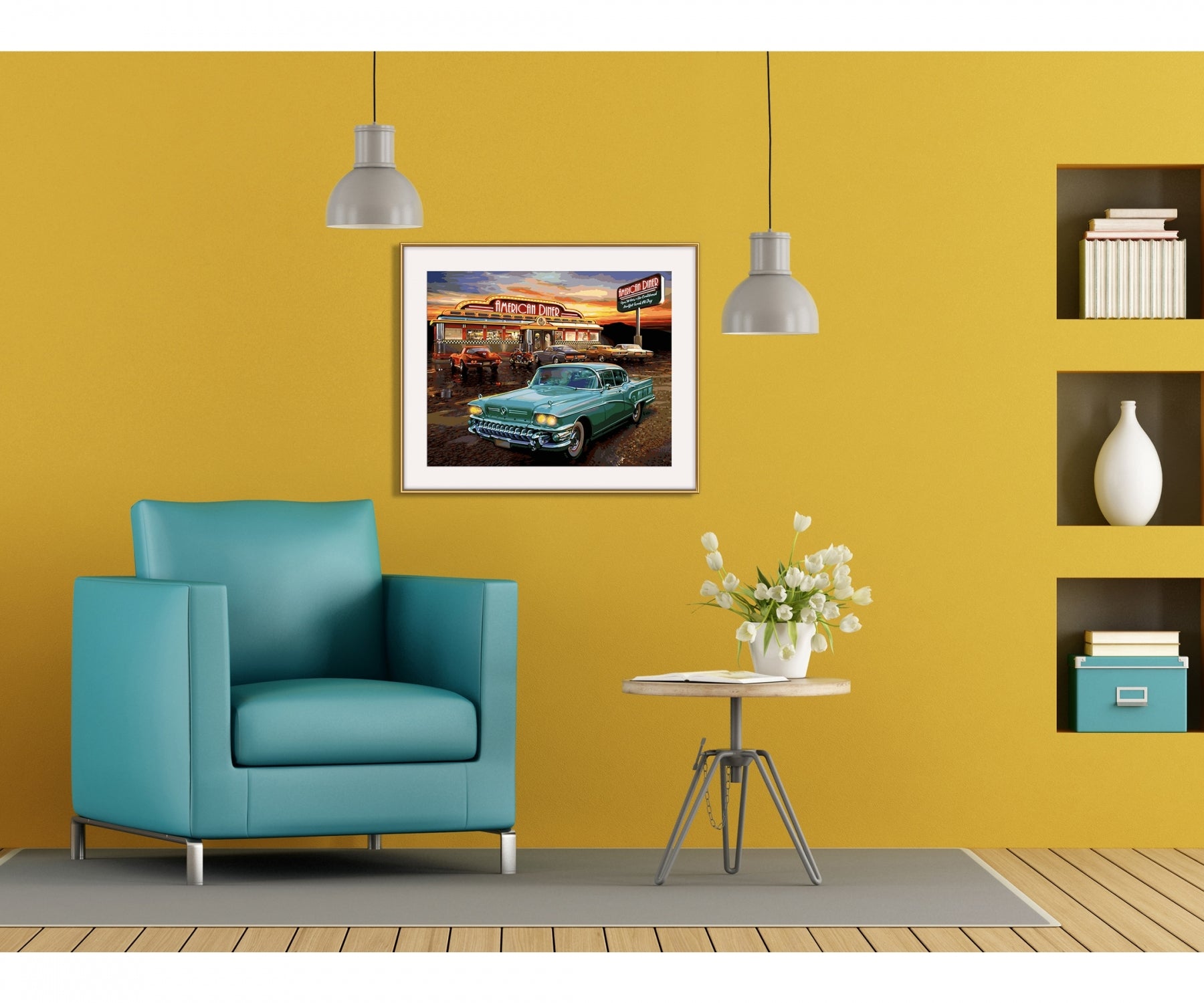Schipper Malen-nach-Zahlen-Set – American Diner – 50 × 40 cm – ab 14 Jahren – inkl. Acrylfarbe