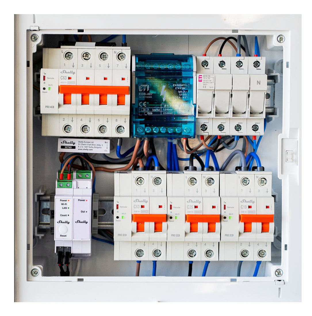 Shelly Leitungsschutzschalter – 10 A, C-Auslösecharakteristik, 160–230 V – für einphasige Stromkreise – Grau