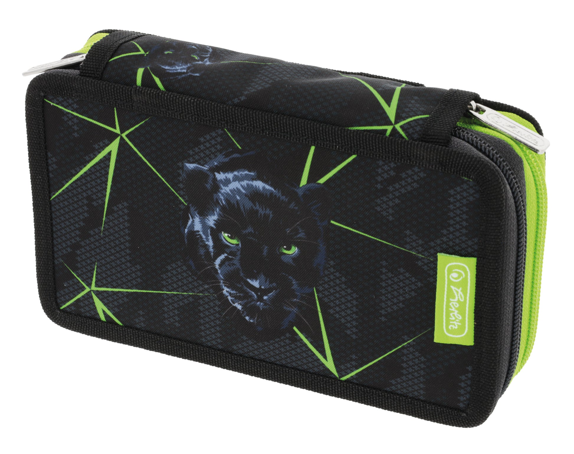 Herlitz Wild Life – Schüleretui, gefüllt (23-teilig), neongrün, Polyester, 19,3 × 5 × 11,5 cm