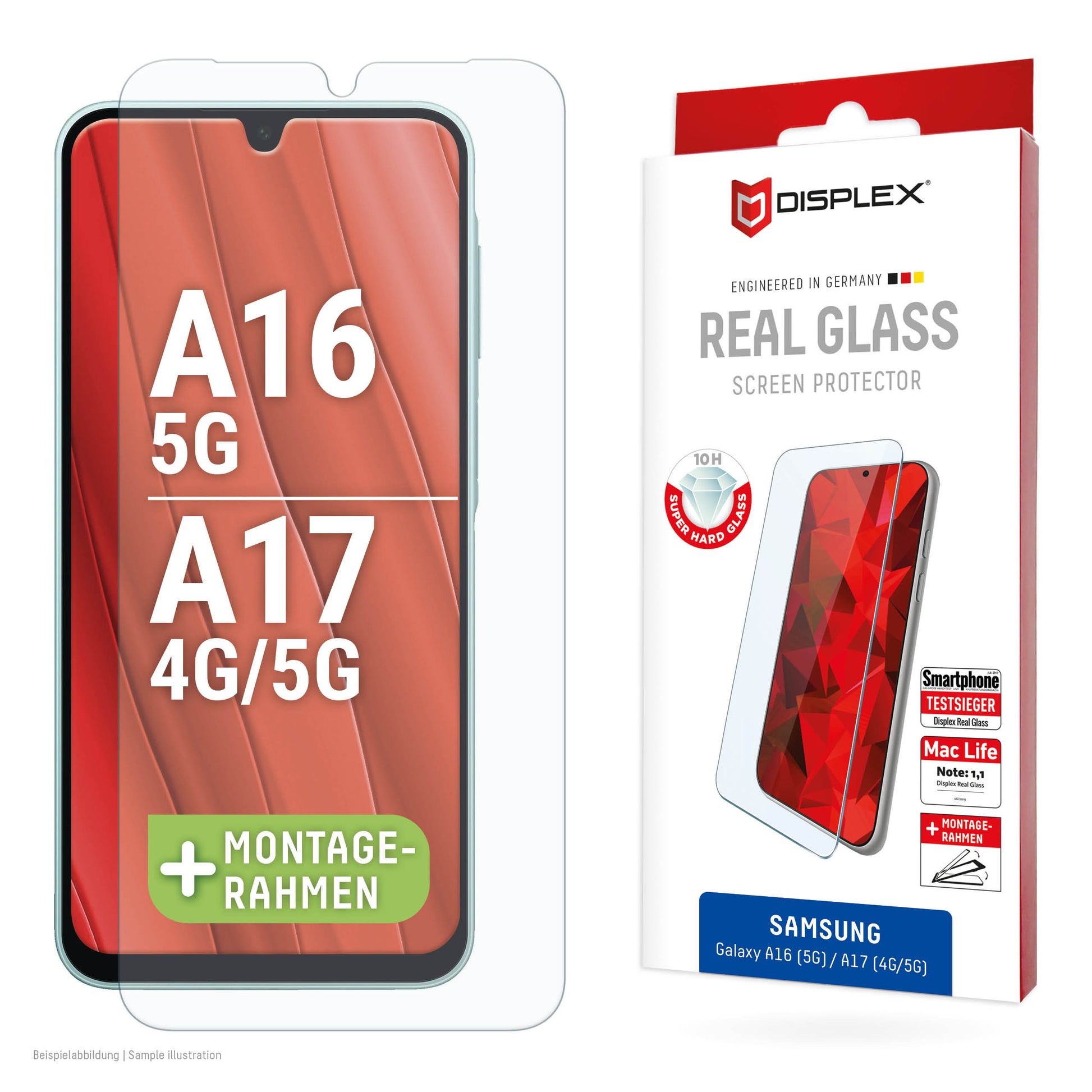 E.V.I. Displayschutz (Panzerglas), 10H – für Galaxy A17 (4G/5G)/A16 – mit Applikator
