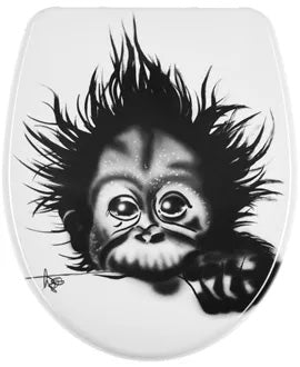 Diaqua Monkey – WC-Sitz – Duroplast, Schwarz/Weiss, mit Absenkautomatik, 46,5 × 36,5 cm