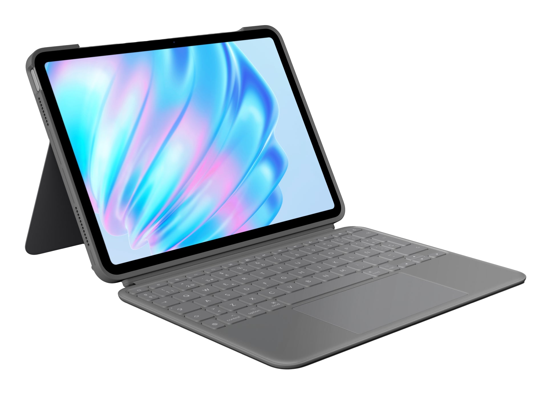 Logitech Combo Touch – Tastatur, kabelgebunden (Smart Connector), ES-Layout (ES), mit Touchpad, Grau – für iPad