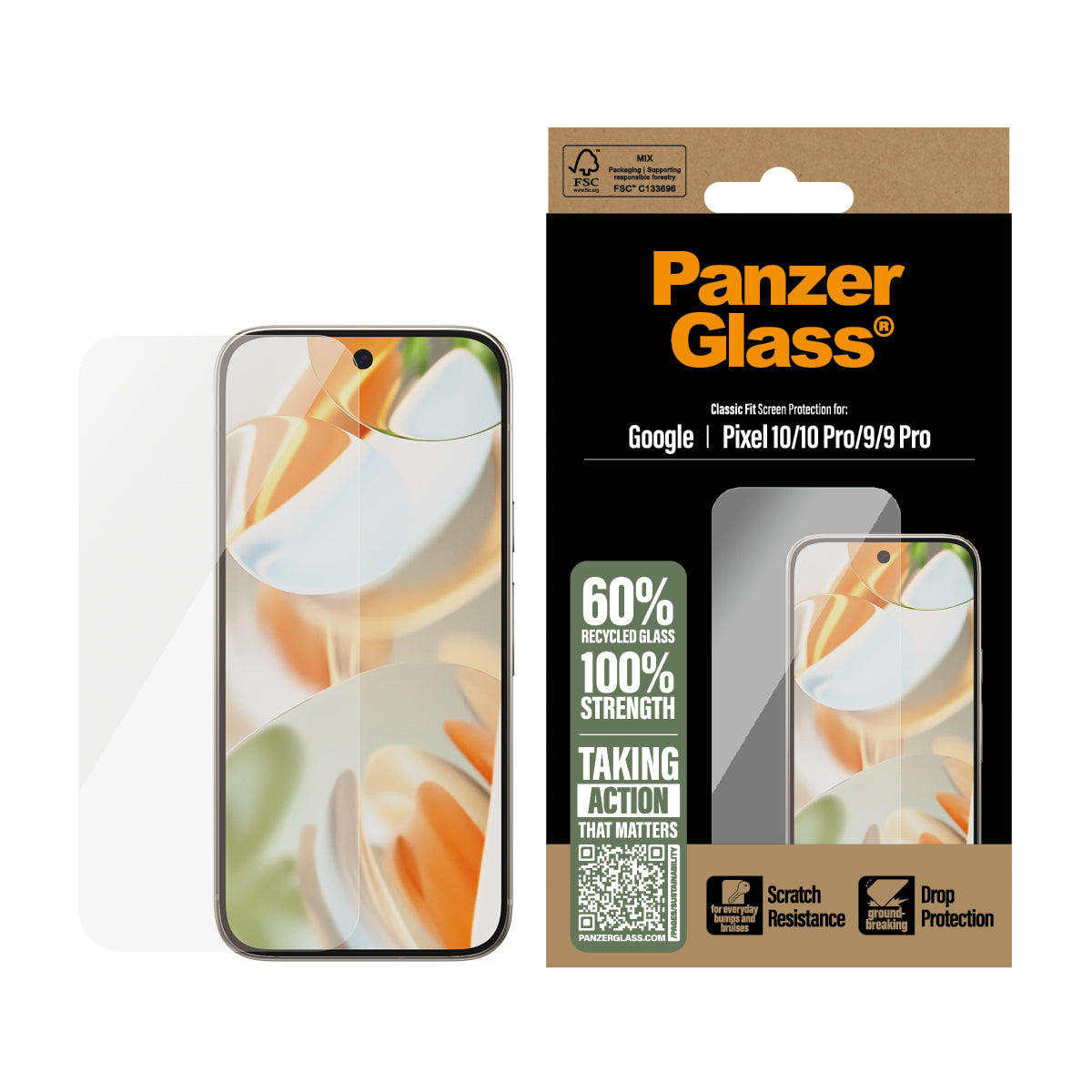 PanzerGlass Displayschutz (Panzerglas), Anti-Fingerprint – für Pixel 10/Pixel 10 Pro/Pixel 9 und andere