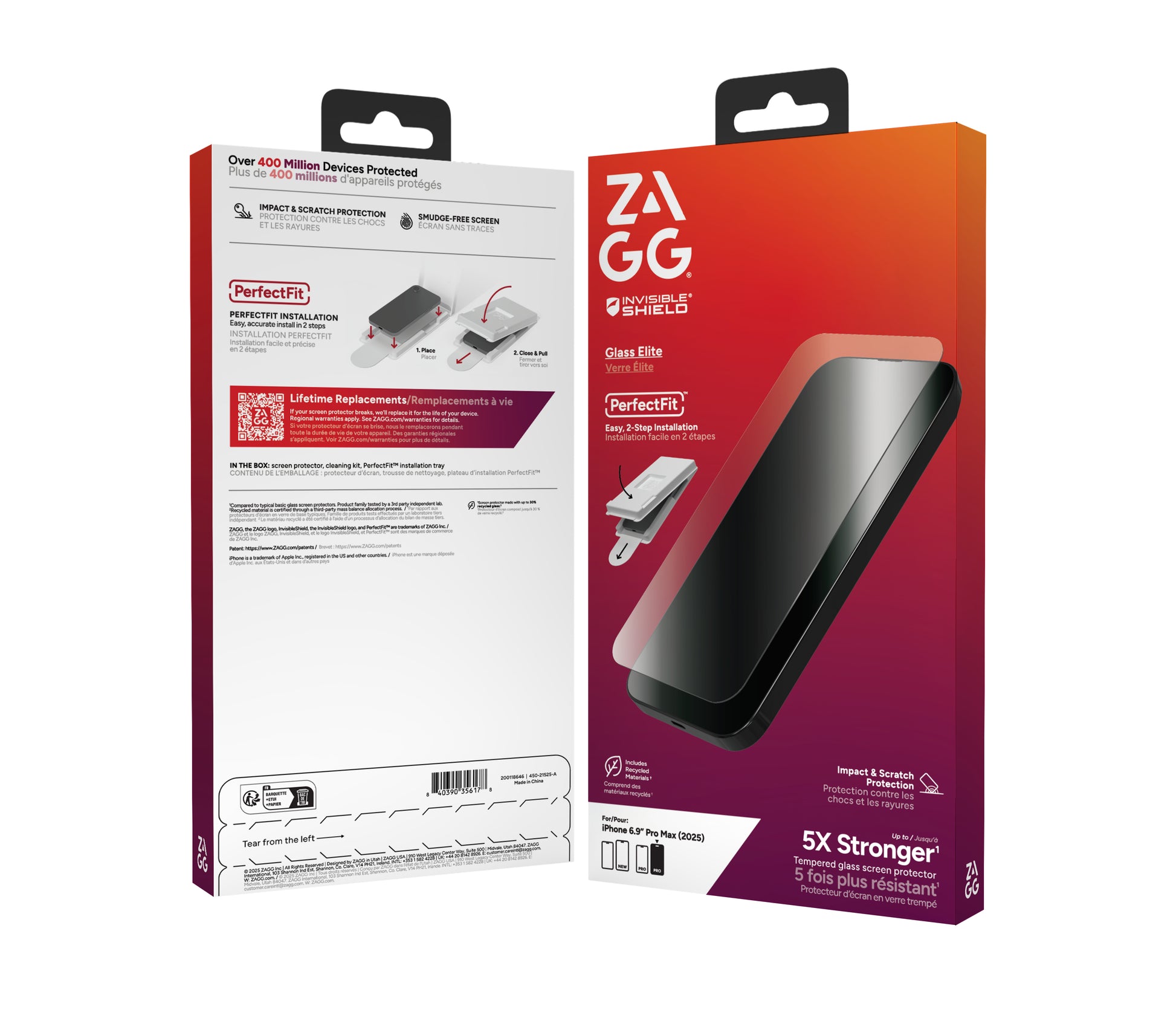 ZAGG InvisibleShield – Displayschutz (Panzerglas), Anti-Fingerprint – für iPhone 17 Pro Max – mit Applikator