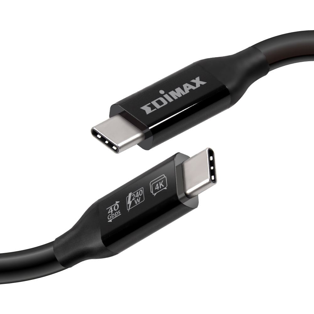 Edimax Thunderbolt 3 (USB-C) Kabel – 40 Gbit/s – 0,5 m – PD 240 W – TPE-Mantel – Schwarz