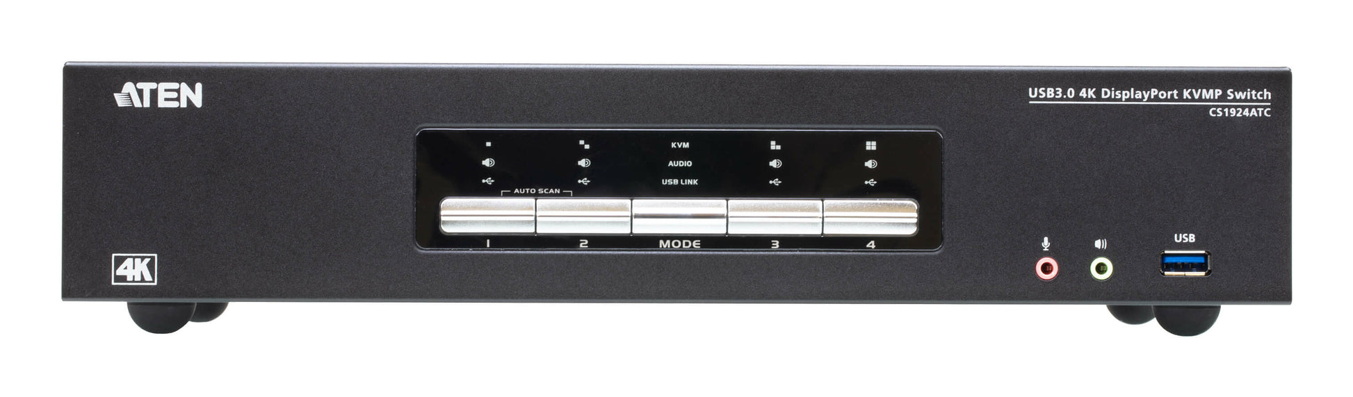 ATEN CS1924ATC – KVM-Switch – 4-Port, DP – 4096 × 2160 @ 60 Hz, Audio, für ATC