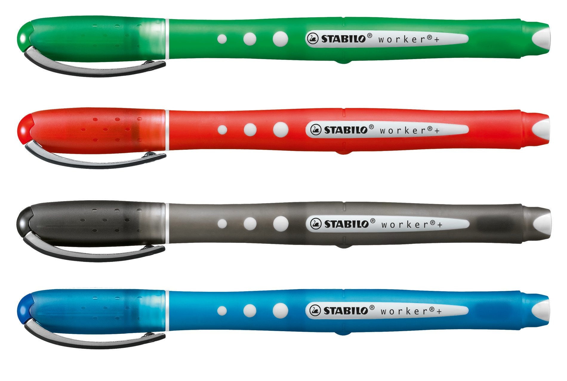 STABILO worker+ colorful – Tintenroller, mit Kappe, 0,5 mm, schwarz, für Linkshänder