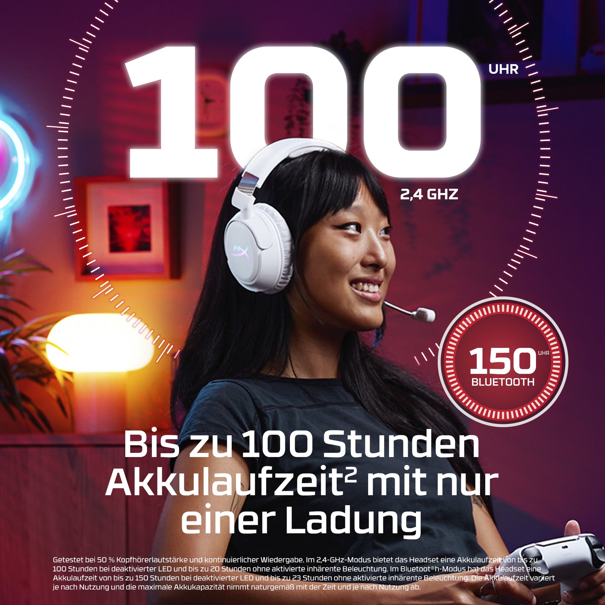 HyperX Cloud Flight 2 Gaming-Headset – Over-Ear, Stereo, BT, ANC, mit USB-A-Dongle, Weiss, BT 5.3